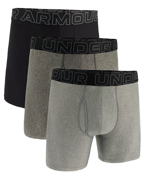 Men's UA Performance Tech™ 6" 3-Pack Boxerjock® in Gray image number 2